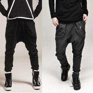 FG1509 manlig hiphop låg drop crotch byxor män hip hop sarouel män jogger byxor baggy byxor lösa tvärbyxor män utomhus harem byxor 270n