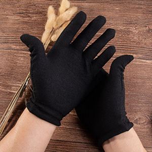 Gloves 12 Pairs Black White Cotton Gloves Men Women Mittens Hand Gloves Soft Stretchy Gloves for Jewelry Serving Work Household Gloves