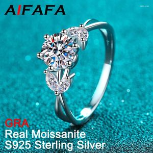 Pierścienie klastra Aifafa Real 1 moissanite dla kobiet wysokiej jakości PT950 S925 Srebrny diamentowy pierścień kwiatowy biżuteria gra hurtowa