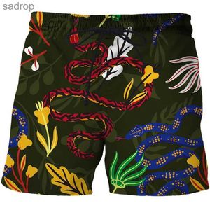 Menas de banho masculina 2021 Novo 3D Padrão de cobra impressa massuito solto shorts mensais esportes de verão calças de praia casuais