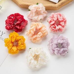 Decorative Flowers 10PCS Artificial Silk Peony Scrapbook Diy Fake Needlework Stamen Head For Home Party Wedding Decoration Garden Christmas