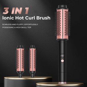 Curling Irons gorące okrągłe szczotkę przenośne kręcone żelazo gorące grzebienia ujemne jonowe jonowe podwójne ciśnienie Q240506