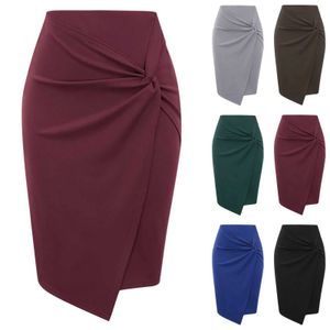 Spódnice nowe spódnice seksowne damskie solidne spódnice wysokiej talii żeńska moda bodycon nieregularne biuro dama imprezy spódnice 2021 Q240507