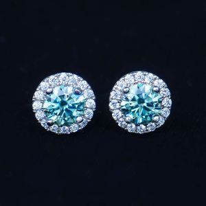 Gra 0.5 Ct Moissanite Diamond Colorful Blue Green Gemstone Stud Earring 925 Sterling Silver Earrings for Girls