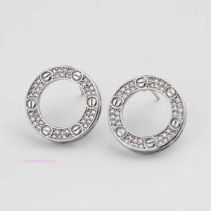 Luxury gold Carttrrie earrings S925 Silver Needle Big Cake Full Sky Star Necklace Round Ring Elegance Earrings Female