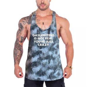 Erkek tank üstleri kamuflaj spor fitness spor tankları erkek vücut geliştirme moda y-back koşu t-shirt örgü serin nefes alabilen hızlı kuru singlets y240507