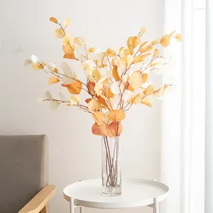 Kwiaty dekoracyjne jesień sztuczne rośliny eukaliptus długi gałąź ślub na wazę el kolor jabłkowy liść zielony świąteczny dom w pokoju domowym dekoracja