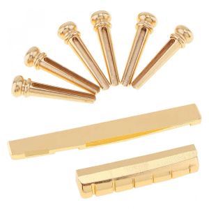 Acessórios PIN PONTE DE GUITÁRIO 6PCS/LOTO GOLDEN GOLDEN BRIUND PINS Bridge Nut Saddle Slaw