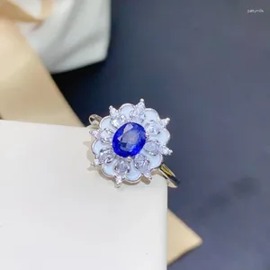 Кластерные кольца натуральный сапфир для женщин серебро 925 ювелирные украшения