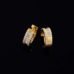 Design classico all'ingrosso Orecchini a cerchio taglio principessa VVS 1 Carat Diamond 925 Studina di moissanite in oro d'argento per uomini donne