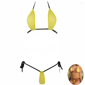 Mulheres de banho feminina Mulheres sexy Teardrop Mini Micro biquíni de 2 peças Bathingsuith Bandagem Bandagem Exótica de Praia Lingerie de Algodão Sunbath