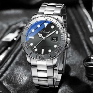 Submarine Water Ghost Mens Watch Calendar Night Glow Waterproof Solid Steel Strip Quartz