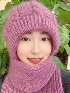 Берец плюшевая утолщенная женская шляпа зима теплый шарф один кусок белка бархатная снежная сетка красная красная