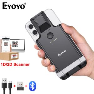 Scanners Eyoyo EY017P PORTABLE 1D2D QR -kod Bildskärmläsare PDF417 DATA MATRIX Back Clip Bluetooth streckkodsscanner för Android iOS