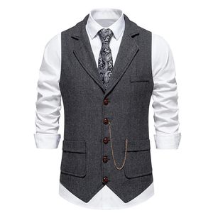 Mens retro lape de lapela coletes moda de aranha de aranha grossa de tweed de tweed atear