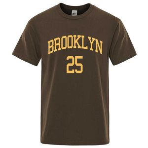 Men's T-Shirts Brooklyn 25 City Yellow Letter Luxury T Shirts Men Casual Breathable Tshirts Fashion O-Neck Oversized Cotton Short Slve H240506
