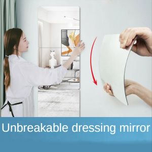 Espelhos parede auto -obscurecida auto -full comprimento inquebrável maquiagem casa espelho macio espelho de porta diy traseiro espelho de banheiro lente