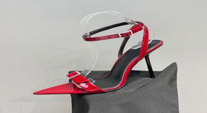 Designer feminino sandálias Festa moda 100 sapato de dança de couro novo salto sexy Super 115cm Lady Red Wedding Metal Belt Buckle High H3999172
