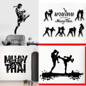 Klistermärken väggdekal Muay Thai Boxing Fight Club Poster MMA Fighting Martial Arts Vinyl Stickers avtagbar väggmålning