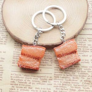 Keychains Lanyards Cartoon resin Mini Simulation Food Grilled Meat Key Holder Chain Bag Pendant Accessories Keyring Jewelry YS-260