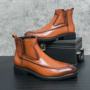 Ripe-young رجال الأعمال الجلود في منتصف العجل مدير الخياطة الموضة في Urban Boots بالإضافة إلى حجم 38-46