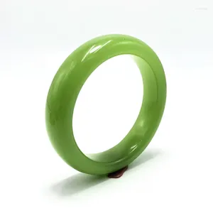 Bangle Quartzite Jade Light Green Bracelet Bean Women's Flat