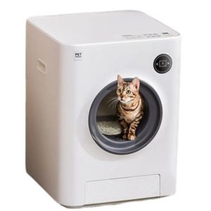 Lådor Portable Automatic Cat Litter Box, Intelligent Cleaning Toalett, Electric Spade, Poop Fullt Stängt, deodorantbälte