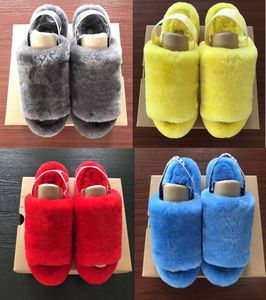 Moda Women Kids Slippers de pele BOTAS SLIDES SLIPER FURY SLIPER ELIME