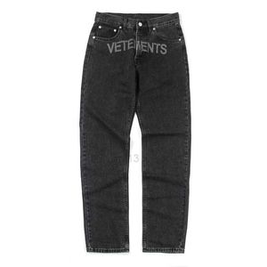 Men's Jeans Vetements Jeans Men Jeans Real s High Quality Men Women Survetements Designer Jeans Fashion Pants Embroidered Lettered Straight Leg Pants 292ogqm