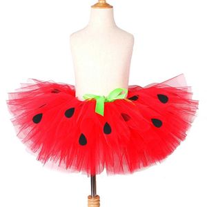 Tutu klänning baby flickor jordgubbe tutu kjol prinsessan flicka vattenmelon tyll kjolar för barn dans tutus småbarn första födelsedag söt kostymer d240507