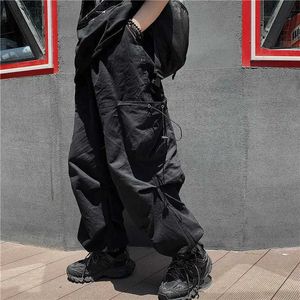 سروال الرجال Houzhou Techwear Mens Cargo Pants Black Mens الركض الكوري الياباني غير الرسمي للملابس الشارع الهيب هوب Safari Attyle