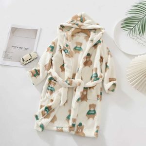 Pyjamas barns tecknad björn pyjamas ny vinter baby shower gel pyjamas childrens flanell hoodies pajamas pojkar familj kläd