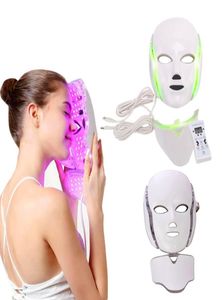 Spike 7 Color LED Poterapia Maschera del collo del viso a LED di bellezza facciale con dispositivo di sbiancamento della pelle micro corrente DHL Delive3576171