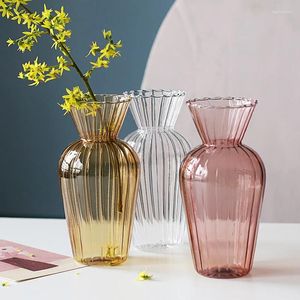 Vases Modern Flower Vase Transparent Glass Potted Hydroponic Terrarium Arrangement Container Bottle Home Desktop Decoration