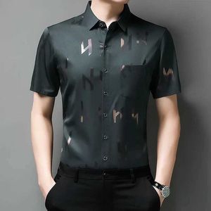 1EGS Men's Dress Shirts New Mens Business Casual Short Sled Shirt No and Wrinkle Resistant Top d240507