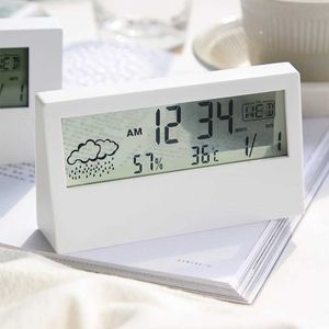Skrivbordklockor LED-termometer Termo-Hygrometer Multifunktion Elektronisk temperaturfuktighet Mätare Väderstation för hemmet med väckarklocka