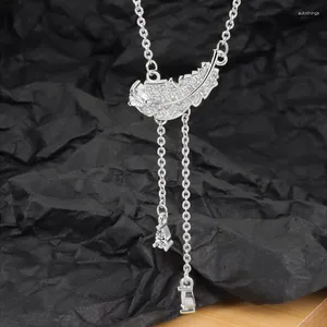 Подвески Fashion 925 Серебряные серебряные ожерелья для женщин -ювелирных украшений Гламурные перья