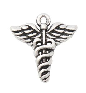 Cała antyczna srebrna platowana DIY Znak Medical Urasks Medical Symbol podwójny wisiorek Charms1821m AAC19003193750