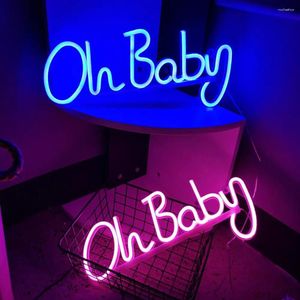 Table Lamps Led Letter Light Oh-baby Neon Usb/battery Operated Desktop Decoration Non-glaring Sign Lamp For A Unique Stylish
