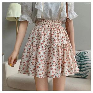 Skirts Fashion Floral A-line Skirt For Women Summer 2024 Korean High Waist Slim Versatile Casual Short Woman