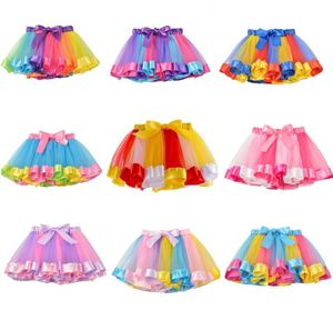 Heta barn härliga handgjorda färgglada tutu kjol flickor baby kjolar mini pettiskirt dans mjuk tutu klänning