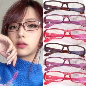 Solglasögon 2024 Kroean Harajuku Square Glasses Frame Girls No Makeup mode Anti-Blue män kontrasterande söt dekorativ