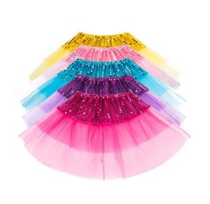 Baby tutu tyll kjolar paljetter fest flickor dans pettiskirt balett scen kjolar prinsessan dansar mini kjol danskläder kostym klädsel