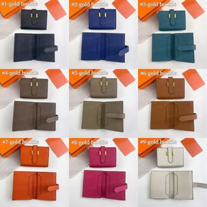 10A Designer Mini -Brieftaschen mit Gürtel Gold Silber Schnalle Frauen Kurzbaus in Clemence Modeskartenhalter mit Box 27374