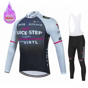 Quick Step Team Cycling Jersey Set For Men Long Sleeve MTB Bike Clothing Road Pants Bib Ropa Maillot Winter 240506