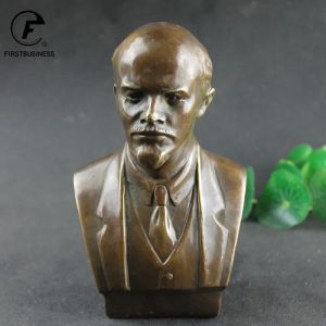 Skulpturen Antique Messing Russian großer Mann Anführer Lenin Büste Bronze Statue große Figuren Retro Kupfer Desktop Orament Dekor Kunsthandwerk