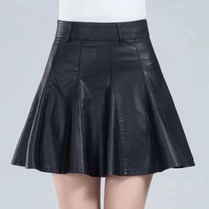 Röcke Damen Leder elegant plus neuer Mode koreanische echte Leder High Taille Mini Leder Damen Sexy Leder Q240507