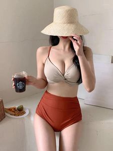 Women's Swimwear Korean Instagram Style Sexy Bikini Small Chest Gathering Triangle Split Slim Fit Resort Spring Swimsuit Female