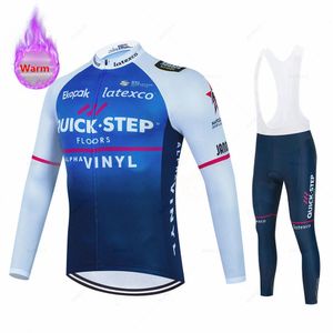 Quick Step Team Cycling Jersey Set for Men Road Bike Bike Suit Bicycle Tops брюки Bib Culotte Winter 240506