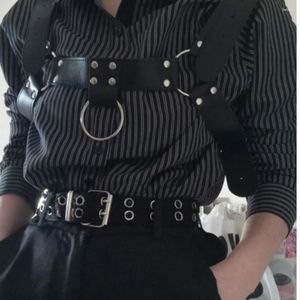 Belts Men Leather Buckle Vest Rivets Belt Harajuku Techwear Women Waist Adjustable Straps Accessory For Female Fashion